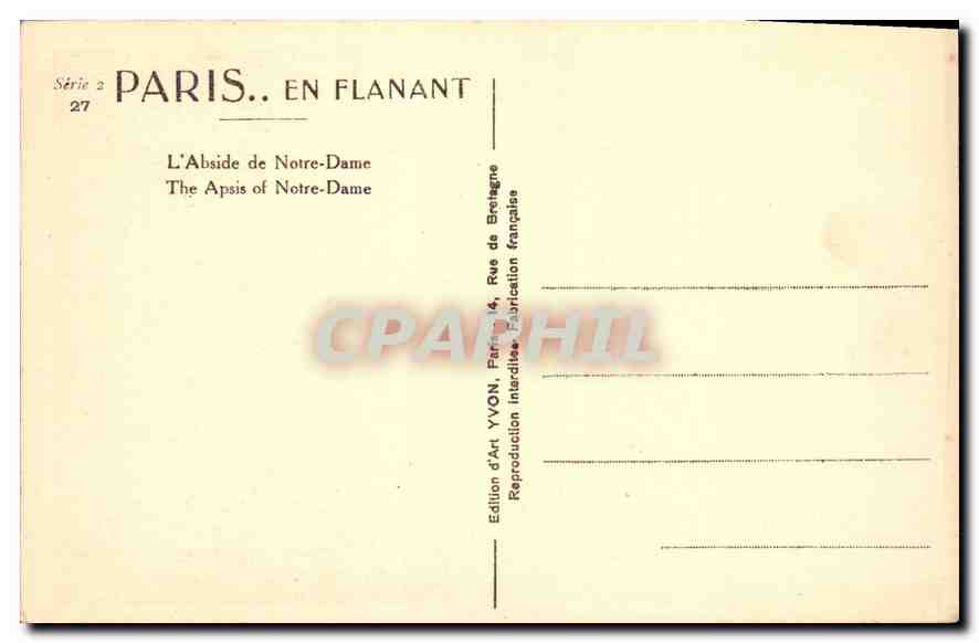 CPA Paris L'Abside de Notre Dame  — Verso