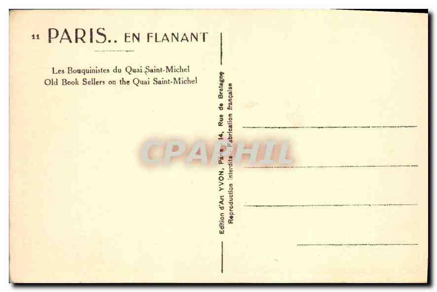 CPA Paris Les Bouquinistes du Quai Saint Michel  — Rückseite