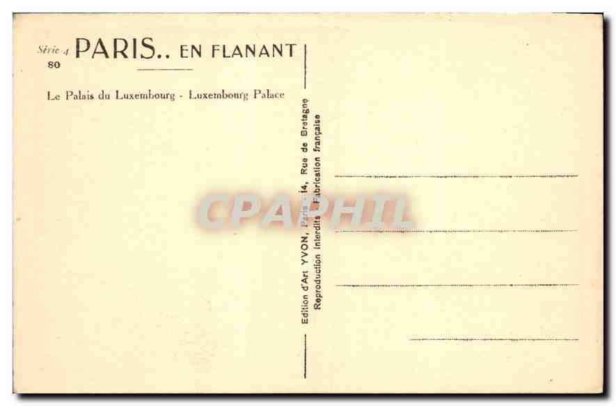 CPA Paris Le Palais du Luxembourg  — Rückseite