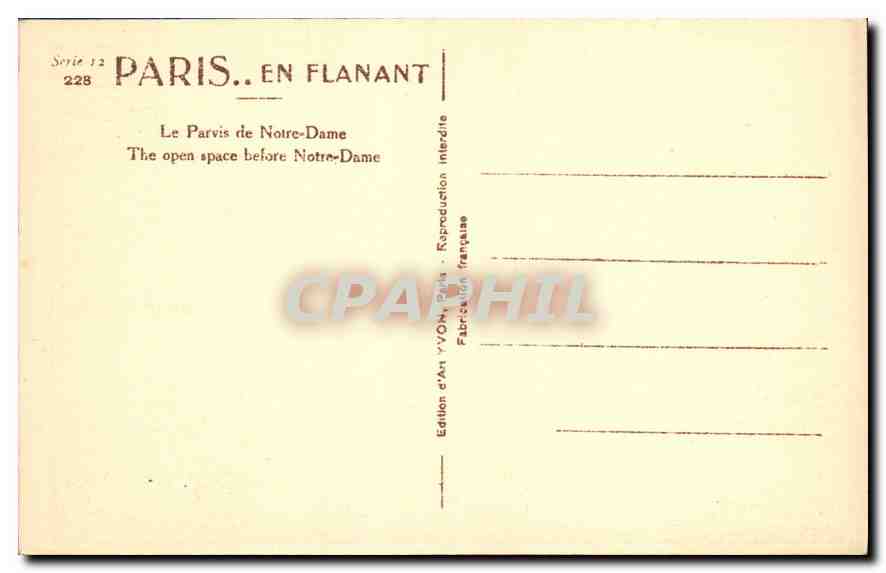 CPA Paris Le Parvis de Notre Dame  — Verso