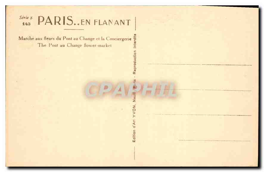 CPA Paris Marche aux fleurs du Pont au Change et la Conciergerie  — Rückseite