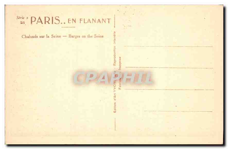 CPA Paris Chalands sur la Seine  — Rückseite