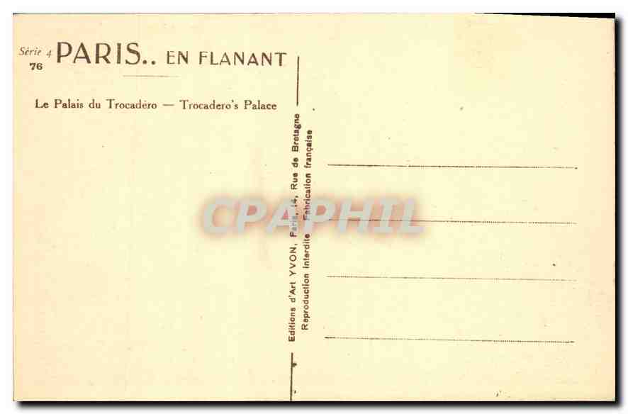 CPA Paris Le Palais du Trocadero  — Rückseite
