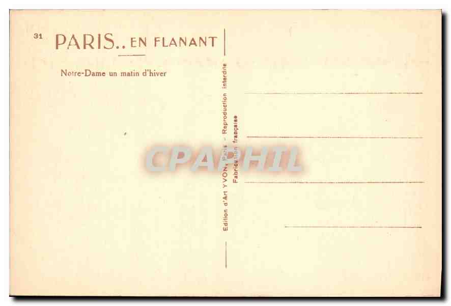 CPA Paris Notre Dame un matin d'hiver  — Rückseite