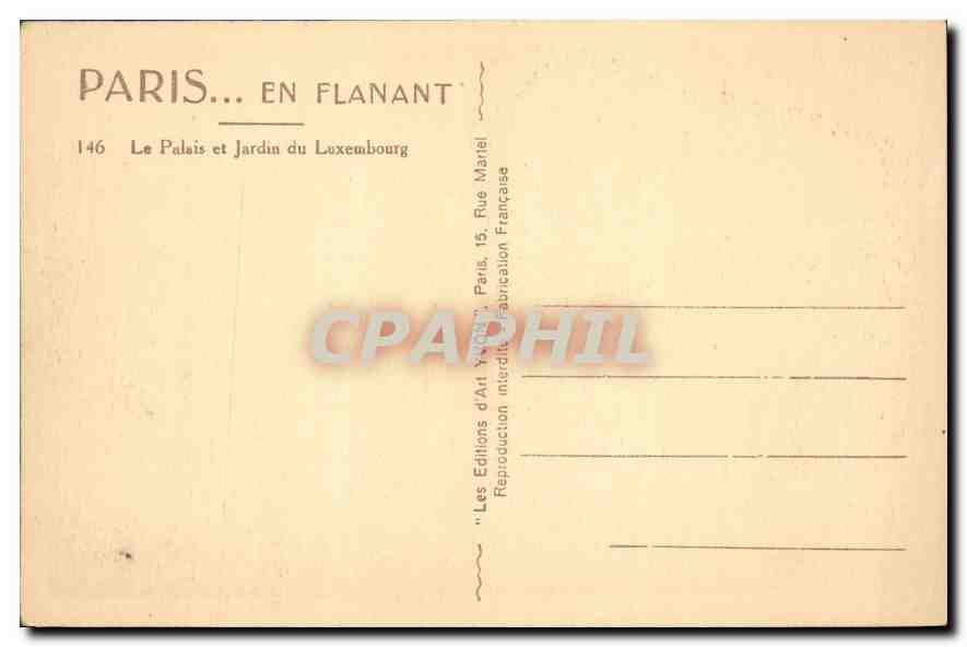 CPA Paris Le Palais et Jardin du Luxembourg  — Rückseite