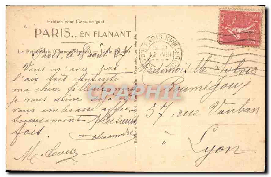CPA Paris Le Petit Palais Champs Elysees  — Rückseite