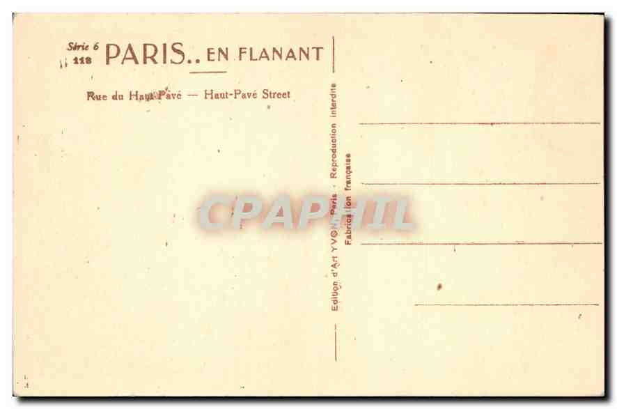 CPA Paris Rue du Haut Pave Chevres — Rückseite