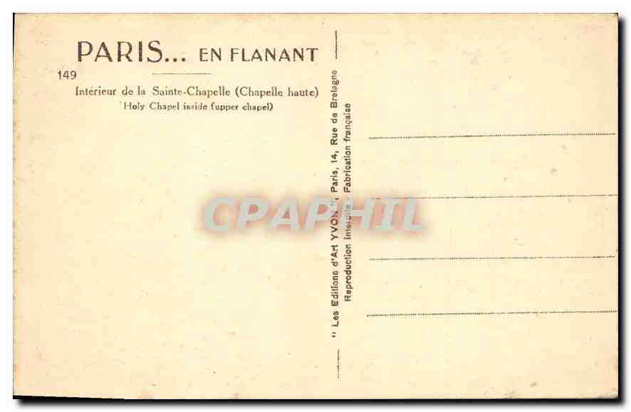 CPA Paris Interieur de la Sainte Chapelle  — Rückseite
