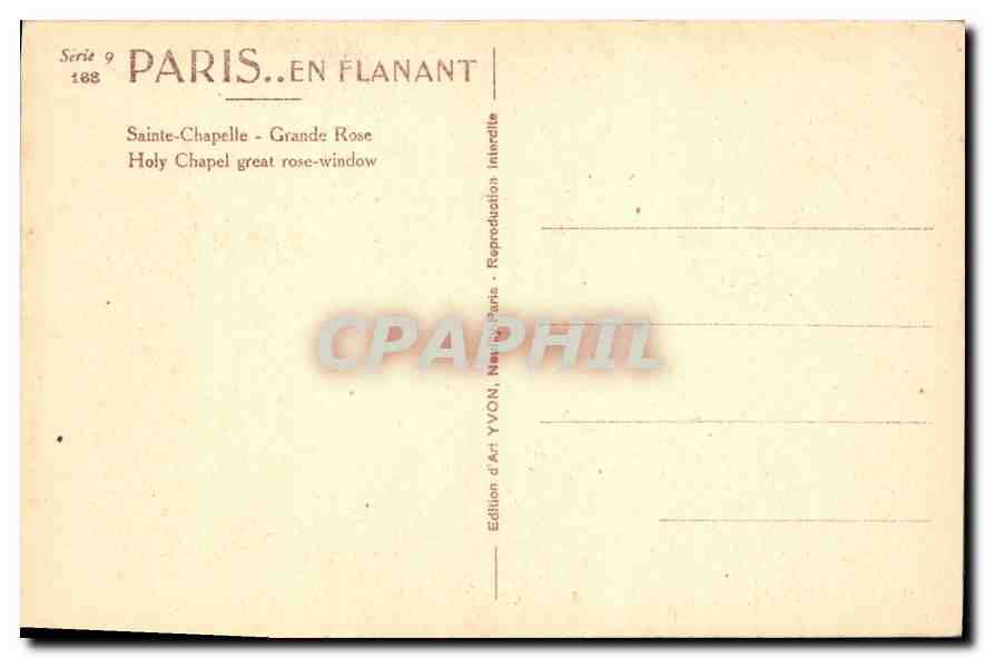 CPA Paris Sainte Chapelle Grande Rose  — Rückseite