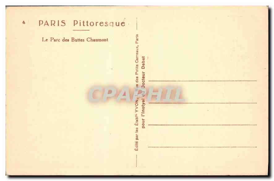 CPA Paris Le Parc des Buttes Chaumont  — Rückseite