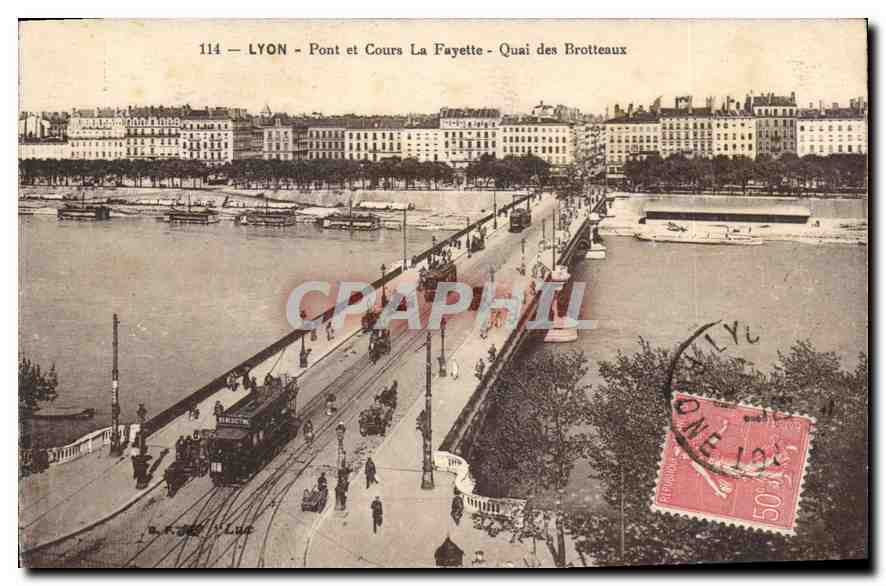 CPA Lyon Pont et Cours La Fayette Quai des Brotteaux 