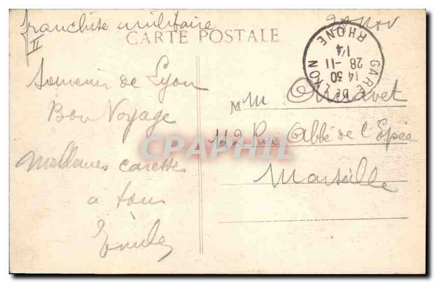 CPA Lyon Pont de la Boucle et coteau St Clair  — Rückseite
