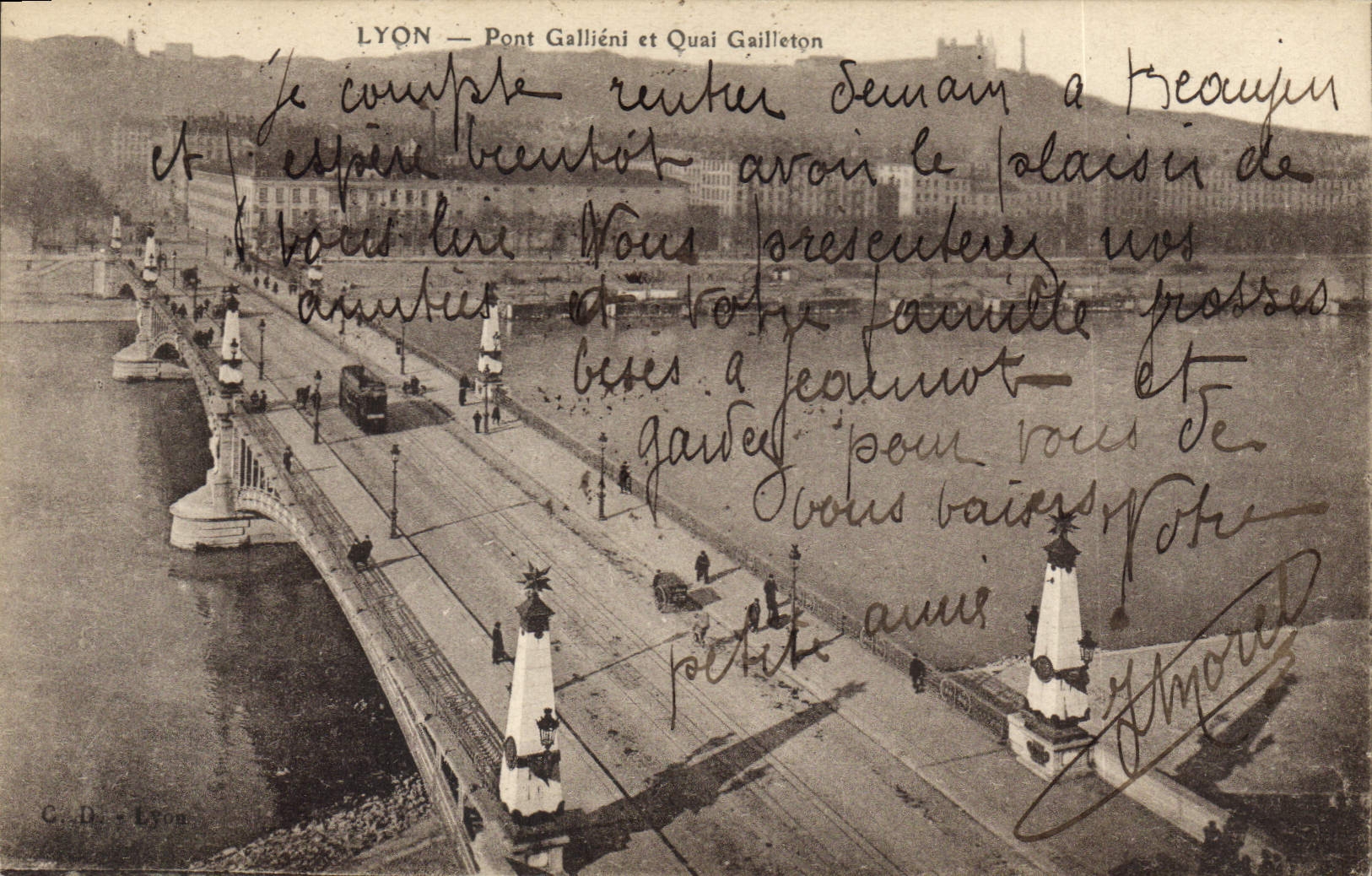 CPA Lyon Pont Gallieni et Quai Gailleton 
