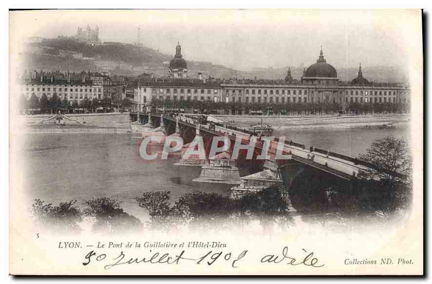 CPA Lyon Le Pont de la Guillotiere et l'Hotel Dieu 