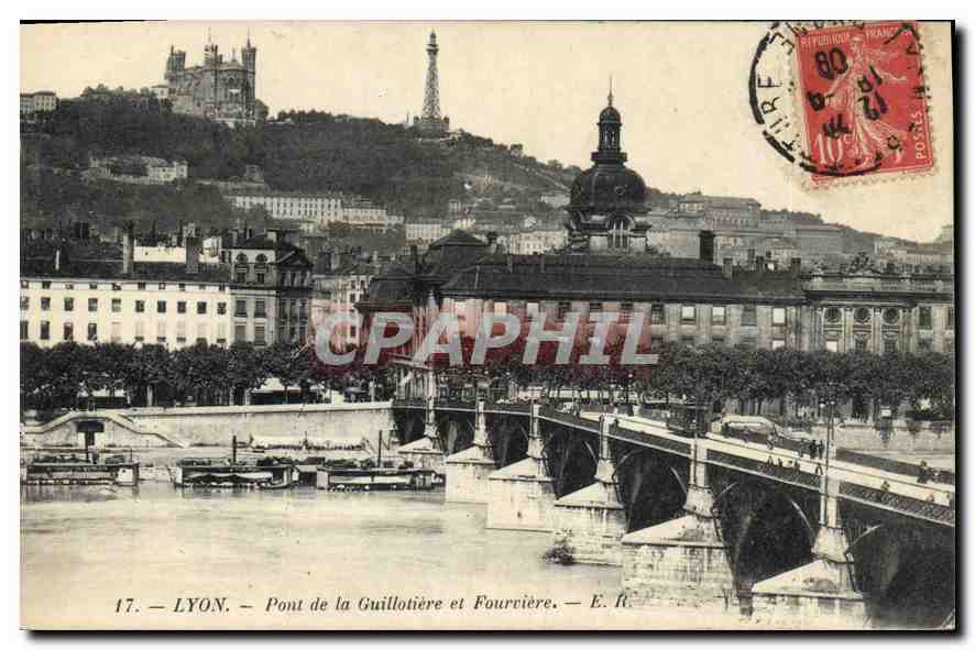 CPA Lyon Pont de la Guillotiere et Fourviere 