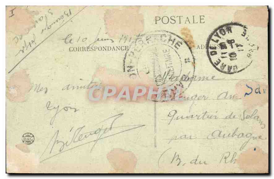 CPA Lyon Pont Lafayette et Coteau de Fourviere  — Verso