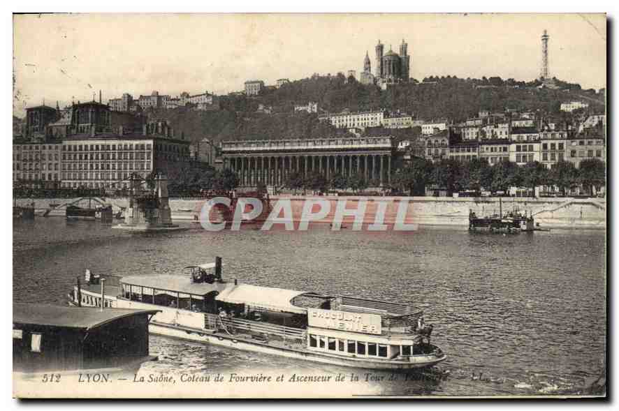 CPA Lyon La Saone Coteau de Fourviere et Ascenseur de la Tour 