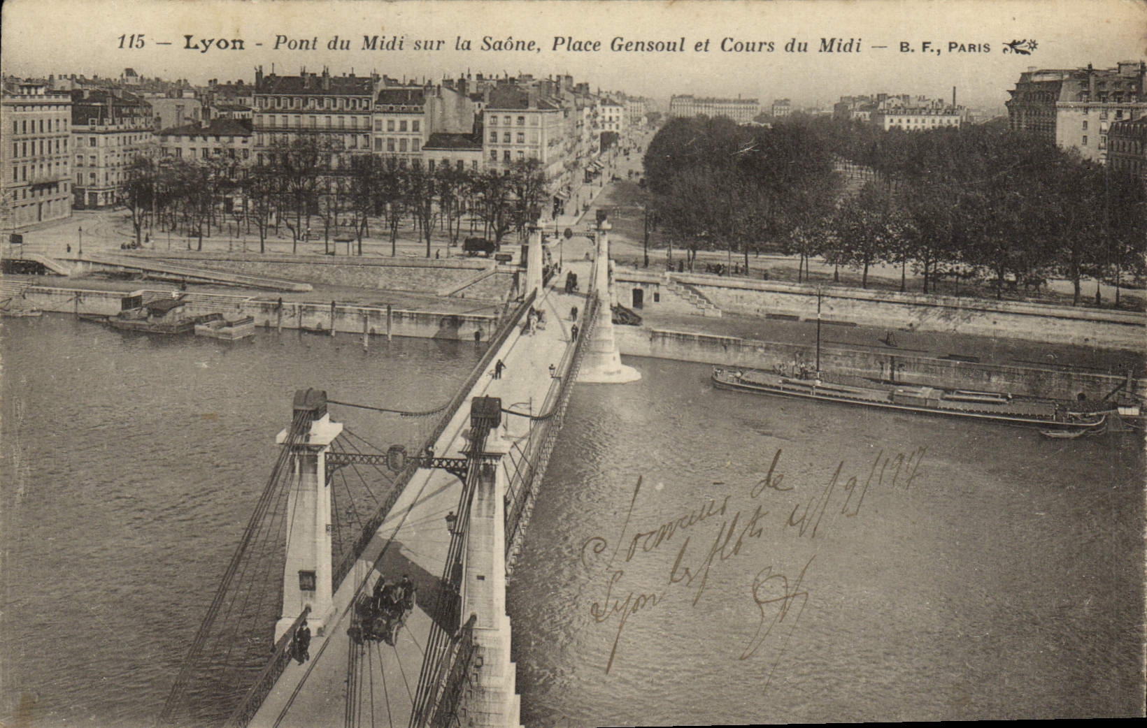 CPA Lyon Pont du Midi sur la Saone Place Gensoul et Cours du Midi 