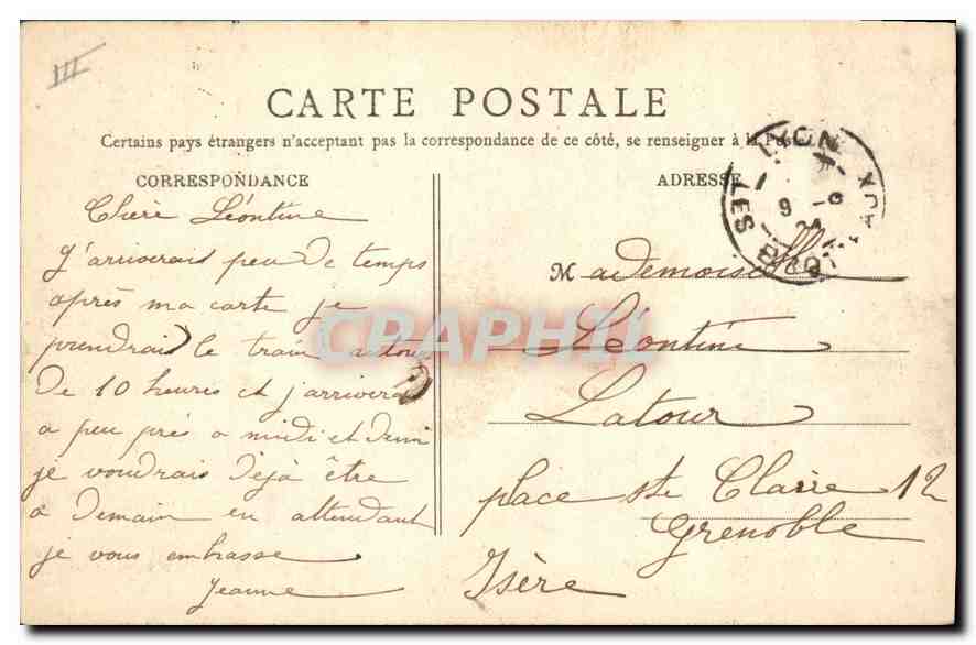 CPA Lyon Pont du Change Coteau des Chartreux  — Rückseite