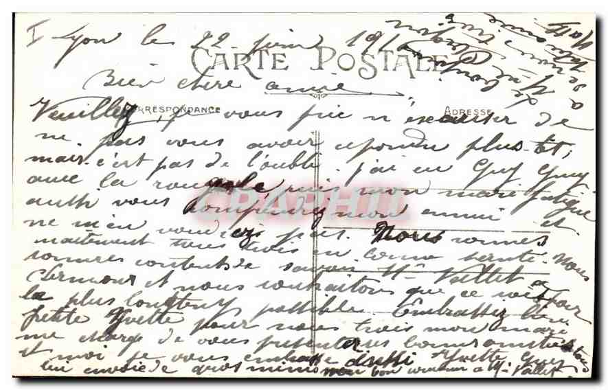 CPA Lyon Pont de la Boucle et coteau de la Croix Rousse  — Rückseite