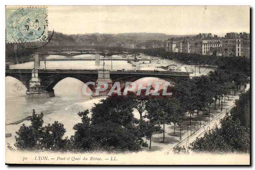 CPA Lyon Pont et Quai du Rhone 