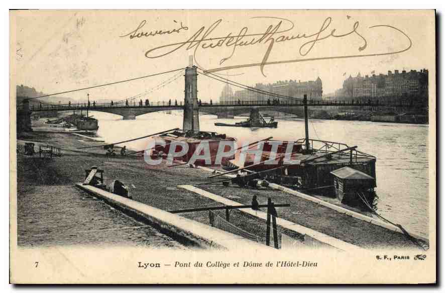 Lyon — Pont du Collège et Dôme de l'Hôtel-Dieu — S. F. PARIS