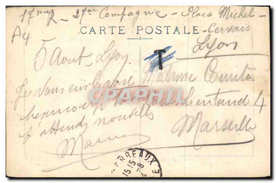 CPA Lyon Vue sur la Saone vers Saint Georges Chocolat Menier — Verso