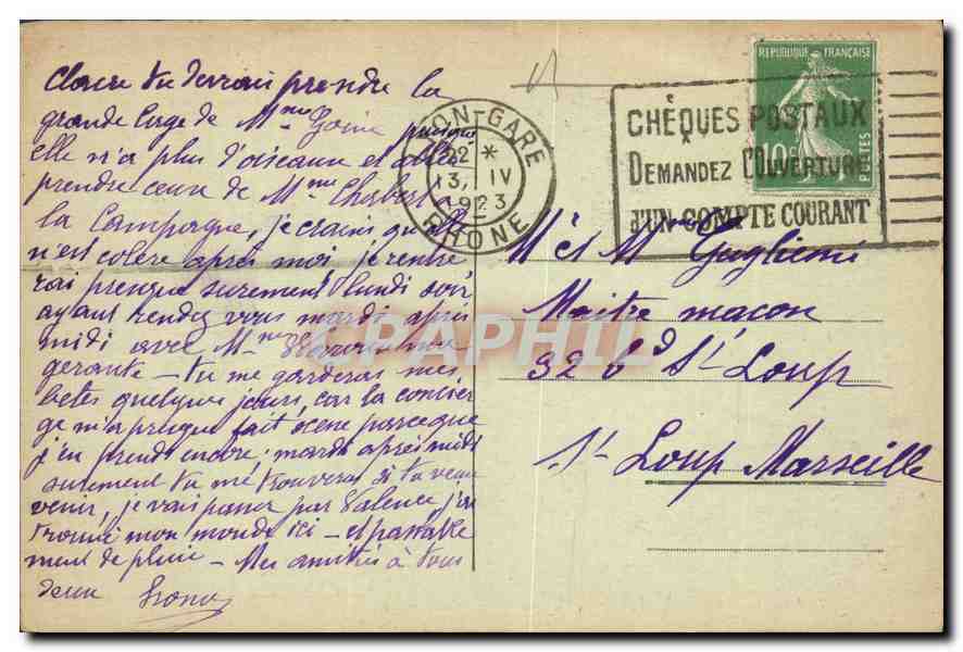 CPA Lyon Pont Lafayette et Coteau de Fourviere  — Verso