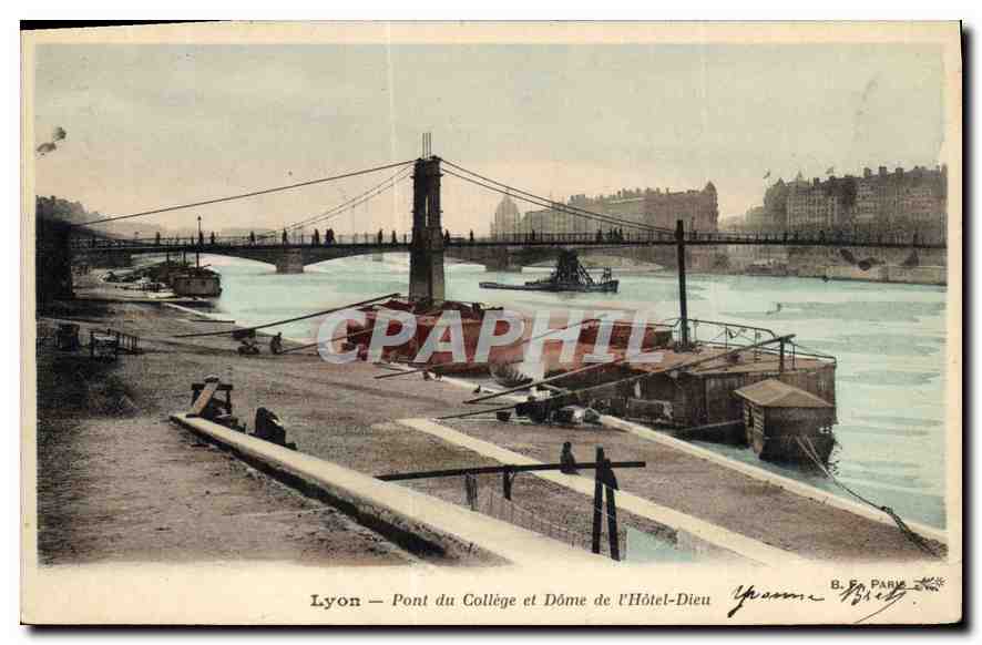 CPA Lyon Pont du College et Dome de l'Hotel Dieu 