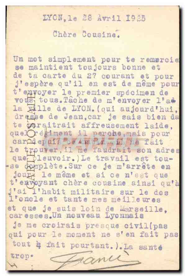 CPA Lyon Le Pont Lafayette et les Mouettes  — Verso