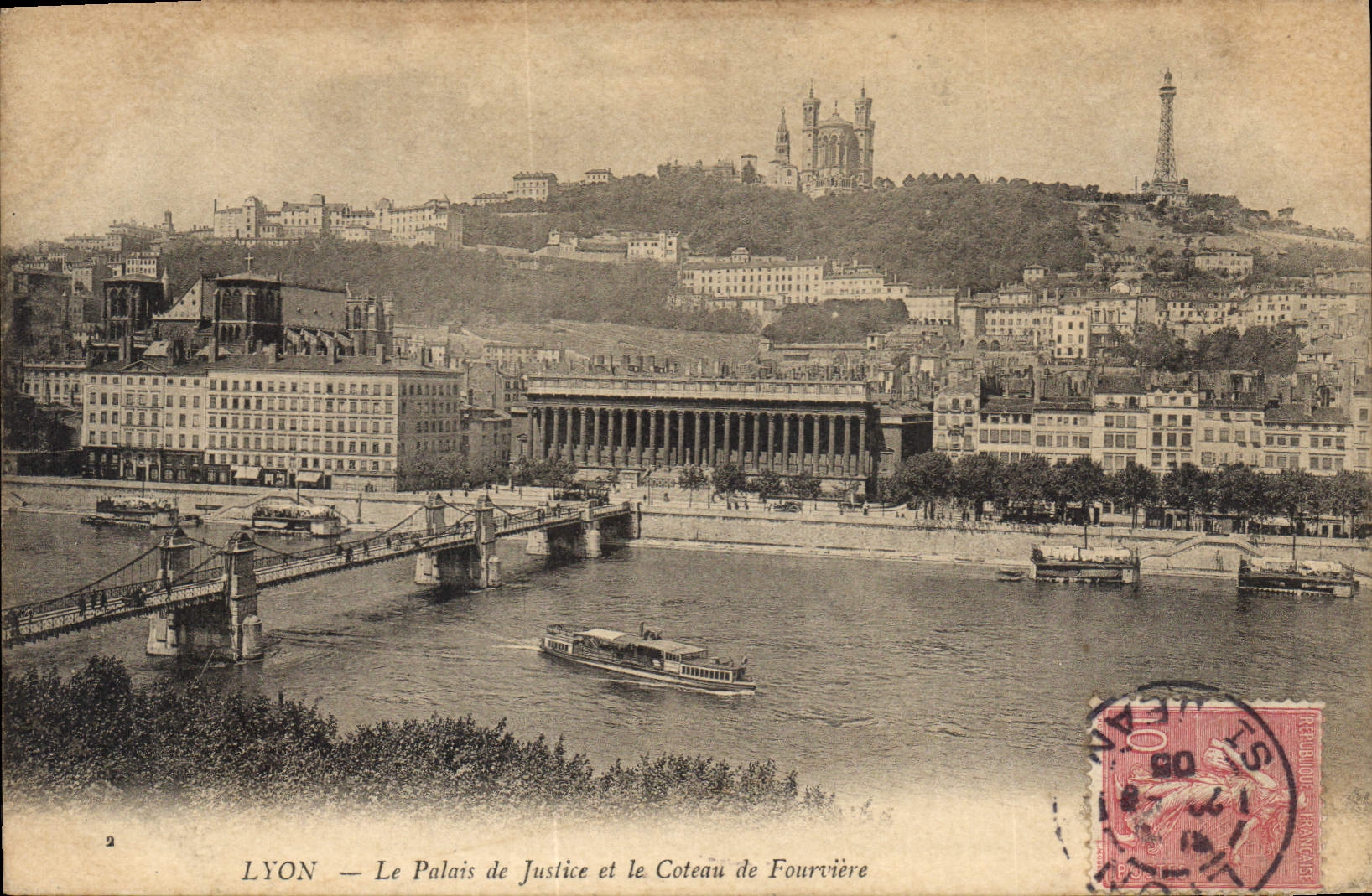 LYON — Le Palais de Justice et le Coteau de Fourvière — éditeur inconnu, n°2