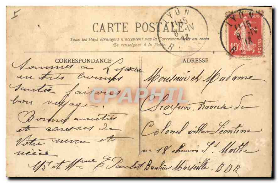 CPA Lyon Le Pont Lafayette  — Verso