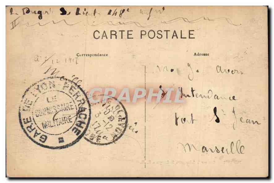 CPA Lyon Vue sur la Saone vers St Georges Chocolat Menier — Verso