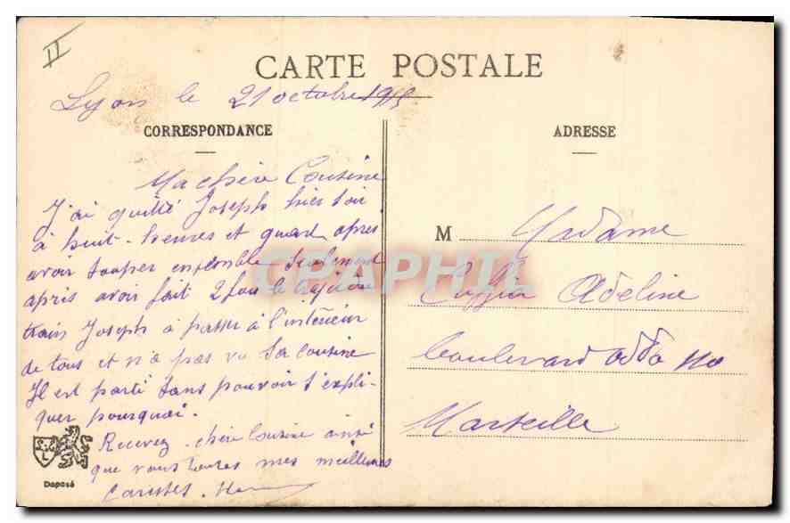CPA Lyon Le Pont de la Boucle et le Monument des Enfants du Rhone  — Verso