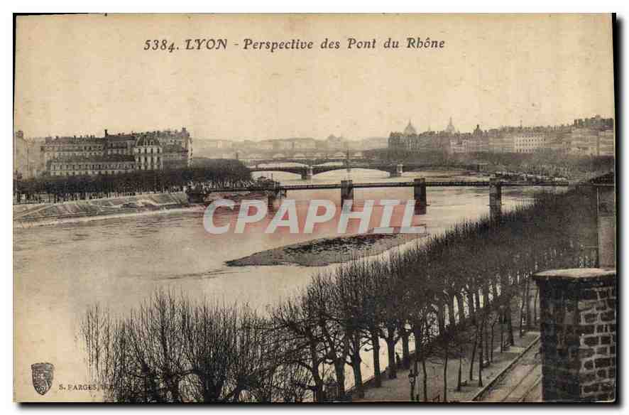 CPA Lyon Perspective des Pont du Rhone 