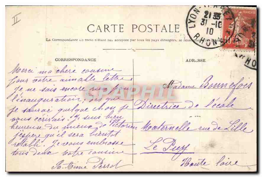 CPA Lyon Le Palais de Justice et le Coteau de Fourviere  — Rückseite