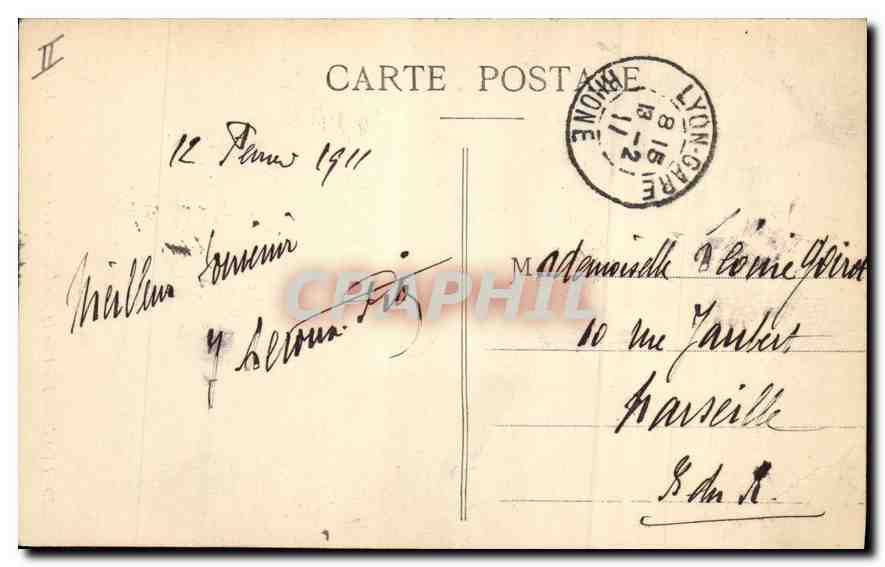 Lyon — Pont de la Guillotière et Fournière — E. R. n° 279 — Rückseite