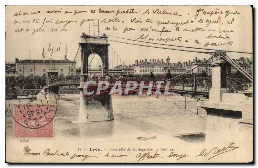 CPA Lyon Passerelle du College sur le Rhone 