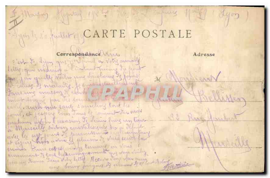 CPA Lyon Pont de la Guillotiere et l'Hotel Dieu  — Verso