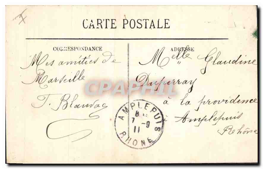 CPA Marseille L'Eglise des Reformes  — Verso