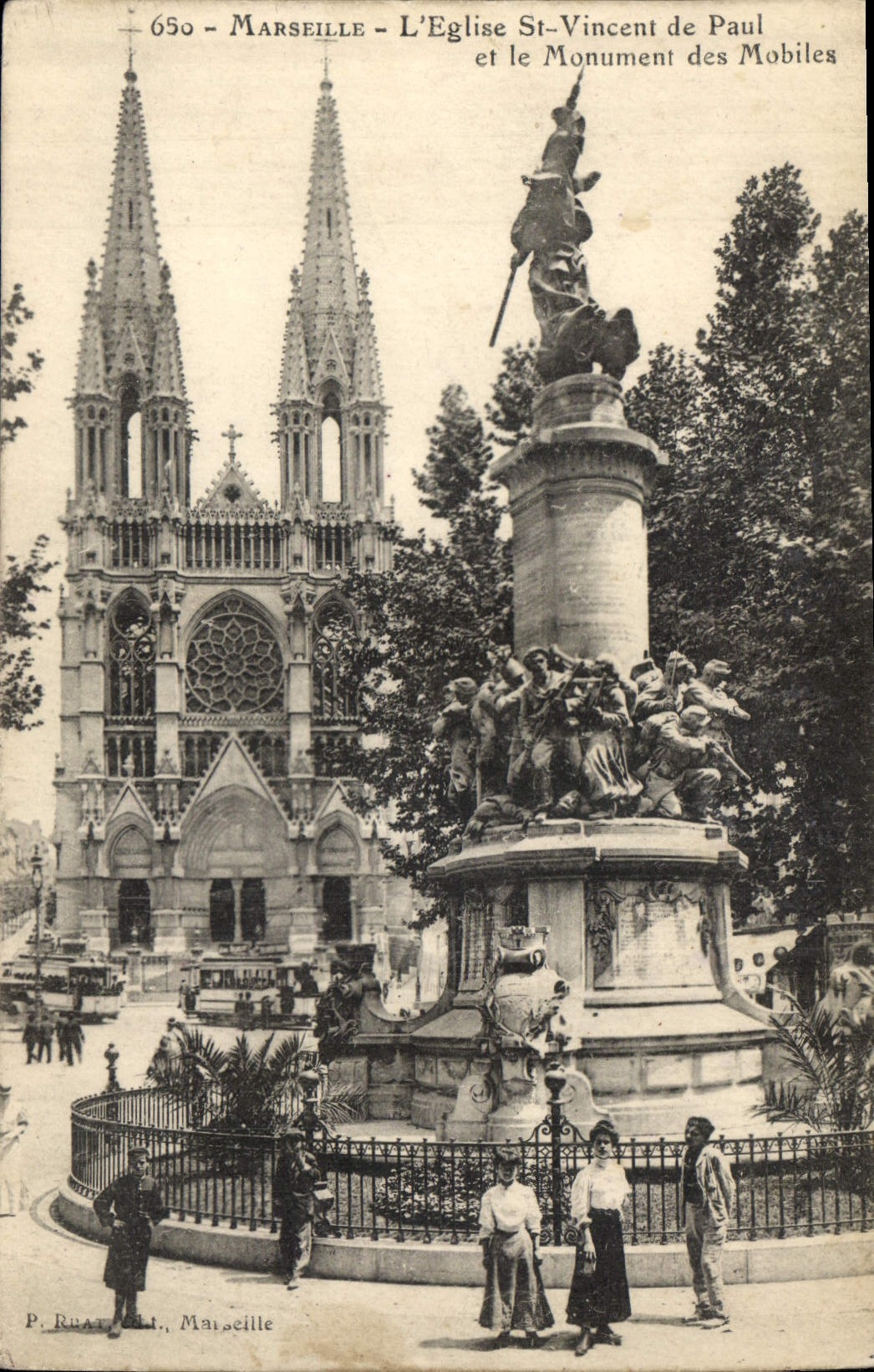 Marseille - L'Église Saint-Vincent de Paul et le Monument des Mobiles — P. Ruat, Marseille, n°650