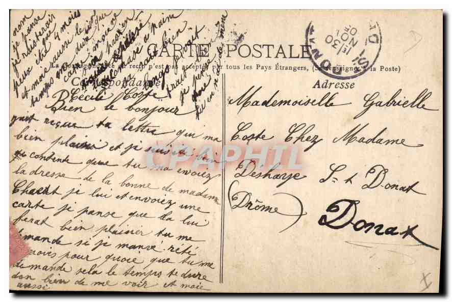 Marseille — L'Église des Réformés et le Monument des Mobiles de 1870 — Magasin Général — Verso