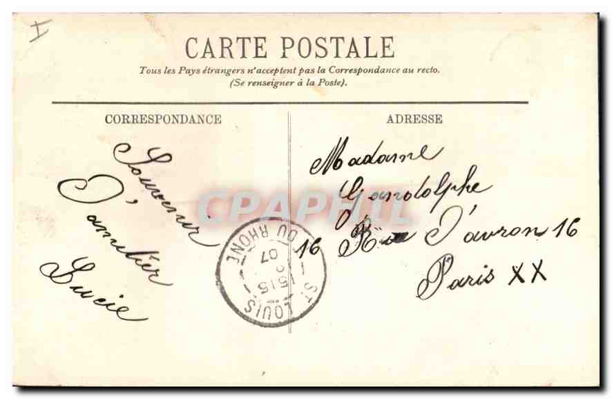CPA Marseille L'Eglise des Reformes  — Rückseite