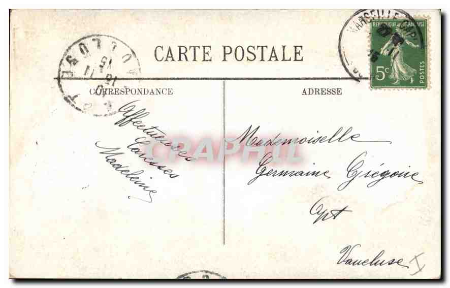 CPA Marseille L'Eglise des Reformes  — Verso