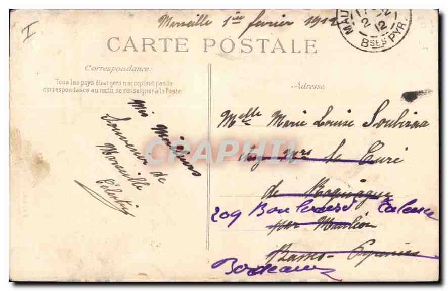 CPA Marseille Eglise des Reformes  — Rückseite