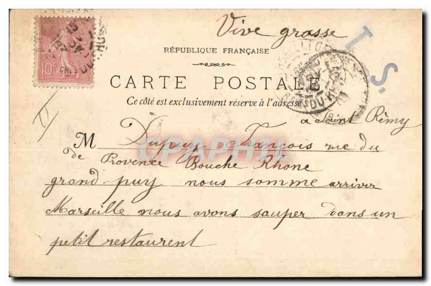 CPA Marseille La Porte d'Aix  — Rückseite