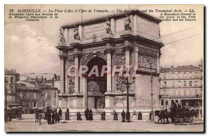 CPA Marseille La Place d'Aix et l'Arc de Triomphe 