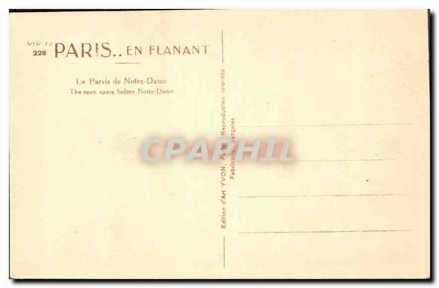 CPA Paris Le Parvis de Notre Dame  — Verso