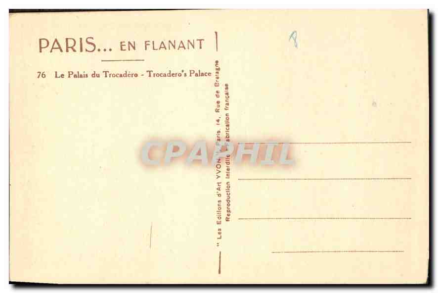 CPA Paris Le Palais du Trocadero  — Rückseite