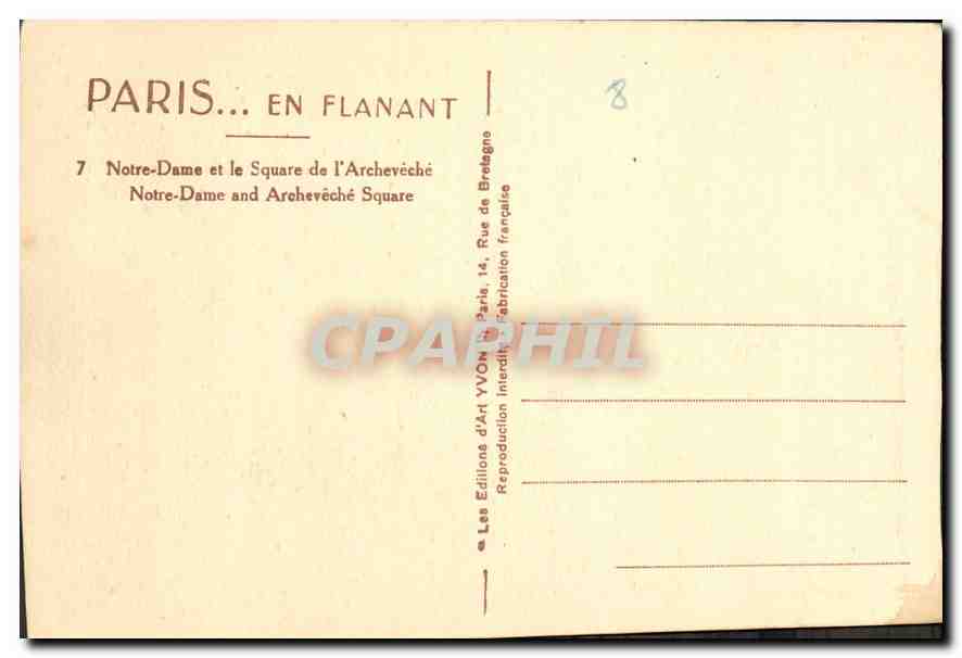 CPA Paris Notre Dame et le Square de l'Archeveche  — Verso